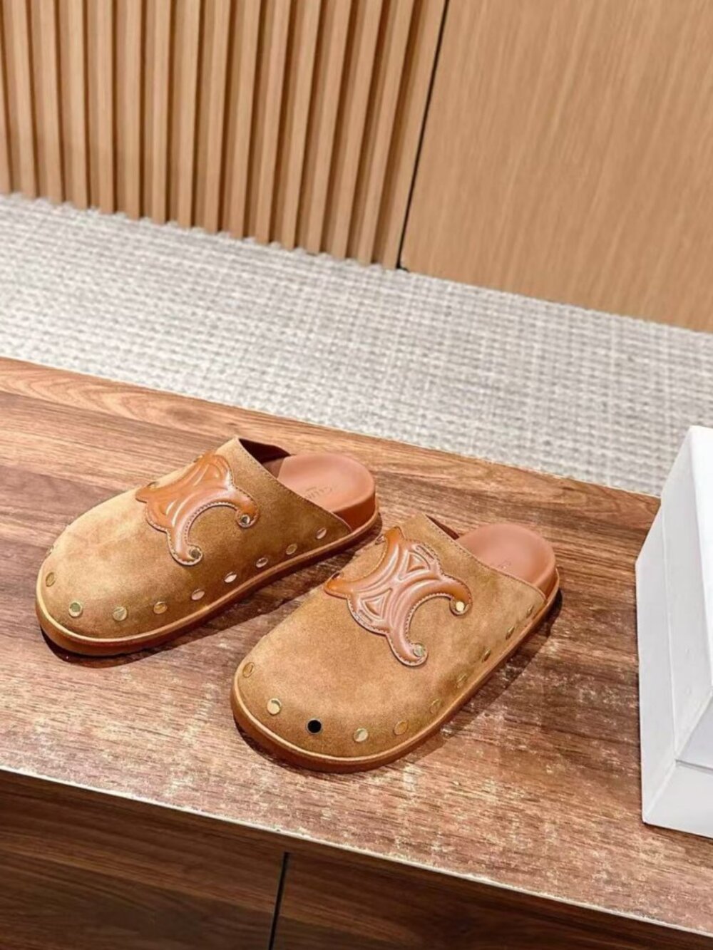 Celine Triomphe Stud Slip‑On Clog Mules